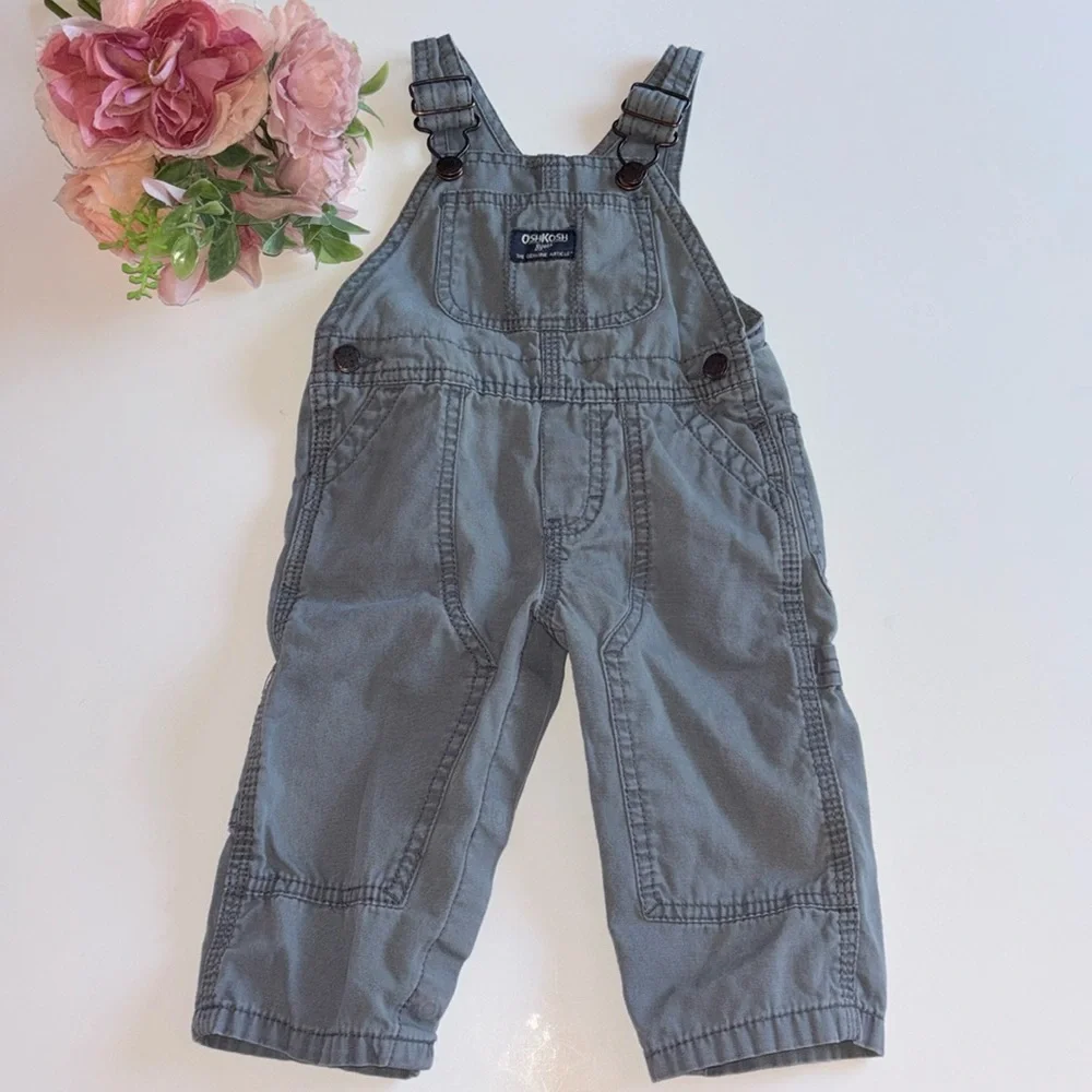 Oshkosh 9M Blue Gray Overall Baby 9M Oshkosh Gray Blue overalls 9 Month